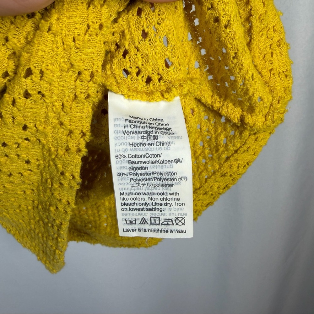 Madewell | Flutter Sleeve Eyelet Short Sleeve Top Yellow Women's Size XXS - Picture 9 of 11